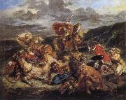 Eugene Delacroix The Lion Hunt USA oil painting artist